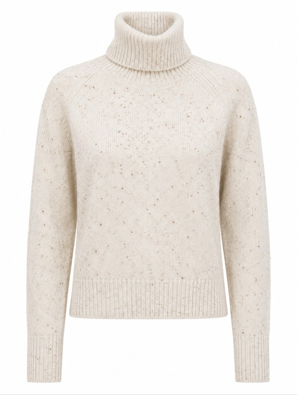 Cream Speckled Turtleneck Sweater